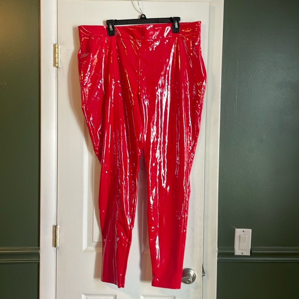 NWT Ivy Park Adidas Red Latex Leggings/Pants